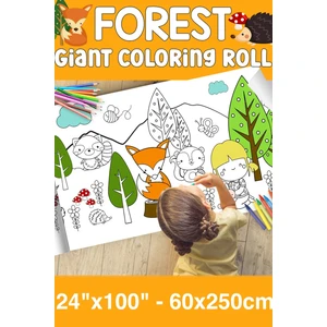 Orman Temalı Dev Boy Boyama Kağıdı - Forest Kids Coloring Roll - Giant Painting Paper Roll For Kids