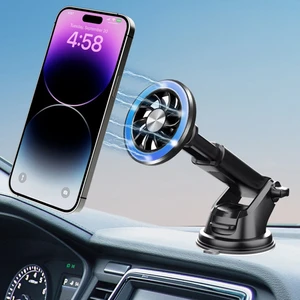 Araç Içi Telefon Tutucu Magsafe Mıknatıslı Cam ve Torpido Yapışkanlı Vantuzlu Uzayabilen 360 Dönen