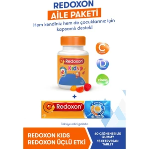 Kids+ Redoxon Üçlü Etki 15 Efervesan Tablet (Aile Paketi) I C Vitamini, D Vitamini Ve Çinko Içeren Takviye Edici