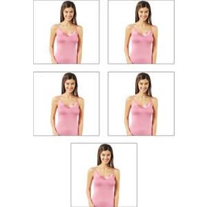 Özkan Underwear 5'li Paket  Saten İp Askılı Kadın Atlet 2040