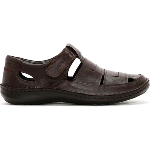 Erkek Kahverengi Deri Casual Sandalet