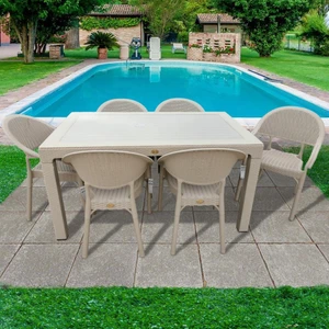 Nar Sokağı Bambu Kapiçino 90X150 cm Camlı Rattan Bahçe Balkon Masa Takımı