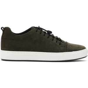 Erkek Haki Bağcıklı Nubuk Deri Sneaker
