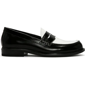 Kadın Siyah Deri Maskülen Loafer
