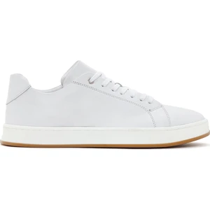 Erkek Beyaz Bağcıklı Deri Sneaker