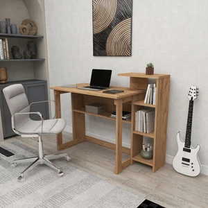 Zuesse Dizayn Lotus 5 Raflı Çalışma Masası Laptop Bilgisayar Masası Ofis Ders Yemek Çocuk Masası Çam