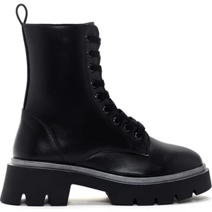 Kadın Siyah Kalın Tabanlı Fermuarlı Postal Bot