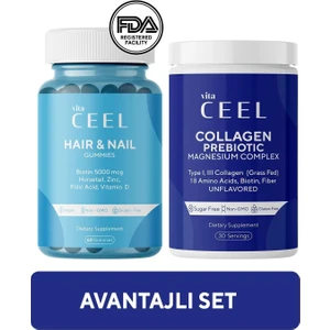 Vita Ceel 2'li Saç&tırnak Vitamini ve Magnezyum Complex Diyet Takviyesi Collagen Tip 1, 3