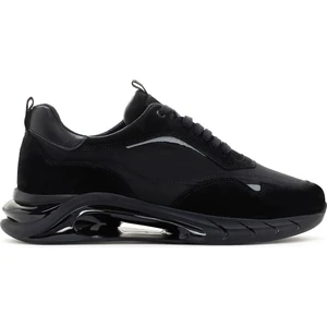 Erkek Siyah Kalın Tabanlı Deri Sneaker