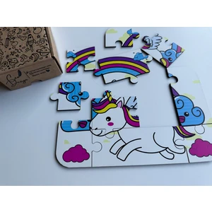 Ceo Design 10 Parçalı Ahşap Unicorn Puzzle 2+ Yaş Bebek ve Çocuklar Için