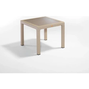 Nar Sokağı Camlı Kapiçino 90X90 cm Rattan Bahçe Balkon Masası