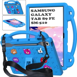 M.TK Moveteck Samsung Galaxy Tab S9 Fe 10.9 Inç SM-X510 Çocuklar Için Tablet Kılıf Askılı Standlı Nemo Karikatürlü Kids Okul Kılıfı