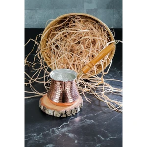 Göksan Mutfak Bakır Cezve ve Sütlük 4 Kişilik Ahşap Saplı