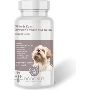 Happyderm Küçük Irk Köpekler Için Biotin Katkılı Deri ve Tüy Sağlığı Besin Takviyesi, 60 Tablet