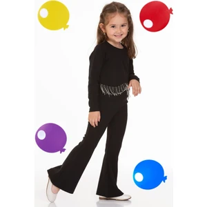 Mini Kanka Ispanyol Paça Crop Model Taş Detaylı Kız Çocuk Ikili Takım