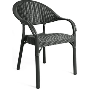 Nar Sokağı Bambu Rattan Kollu Sandalye Koltuk Siyah