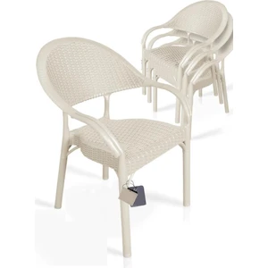 Nar Sokağı 4 Adet Bambu Rattan Kollu Sandalye Koltuk Kapiçino