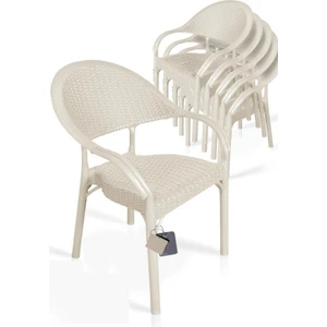 Nar Sokağı 6 Adet Bambu Rattan Kollu Sandalye Koltuk Kapiçino