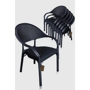 Nar Sokağı 6 Adet Bambu Rattan Kollu Sandalye Koltuk Siyah