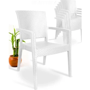 Nar Sokağı 6 Adet Zeugma Rattan Kollu Sandalye Koltuk Beyaz