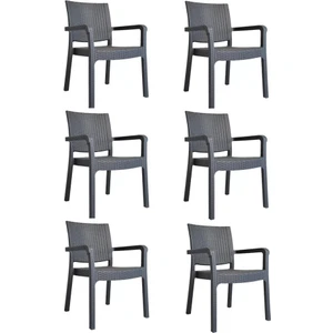 Nar Sokağı 6 Adet Karizma Rattan Kollu Sandalye Koltuk Antrasit
