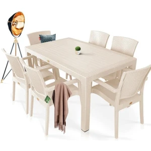 Nar Sokağı Zeugma Kapiçino 90X150 cm Camsız Rattan Bahçe Balkon Masa Takımı