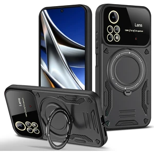 M.tk moveteck Xiaomi Poco X4 Pro 5g Kılıf Magsafe 360 Dönebilen Halkalı Standlı Kamera Lens Korumalı Gold Detaylı Military Zırh Tank