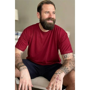 Pijama Evi Bordo Üst Lacivert Alt Erkek Şortlu Pijama Takımı