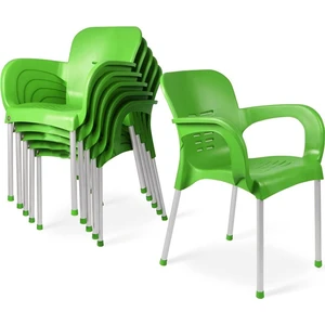 Nar Sokağı 6 Adet Metal Ayaklı Plastik Sandalye Koltuk Yeşil
