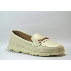 Onlo Ayakkabı Onlo AYAKKABIFR.404 Hakiki Deri Bej Ortopedik Rok Kadın Loafer Ayakkabı