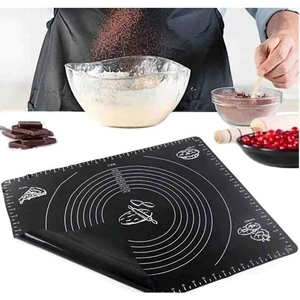 Holly Home Büyük Boy Silikon Hamur Açma Matı, Yanmaz Fırın Pişirme Mat Siyah/gri 40X50CM