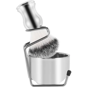 Chihiro586 - 9278 Tıraş Seti Sabunluk + Tıraş Fırçası + Stand Tutucu, Paslanmaz Çelik + Naylon Fırça Seti Saf Saç Tıraş Fırçası Seti (Yurt Dışından)