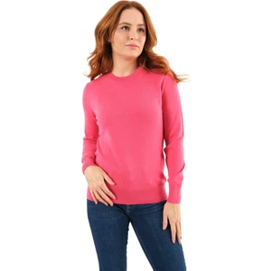 Trist Star Kadın Fuşya %100 Organik Pamuk Bisiklet Yaka Triko Kazak Bluz TRIST-6101