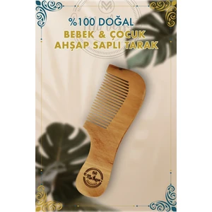 % 100 Doğal Bebek & Çocuklar Için Ahşap Saplı Saç Tarağı