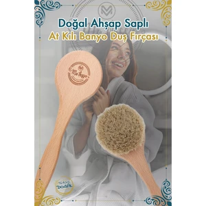 % 100 Doğal At Kılı Ahşap Saplı Banyo Duş Fırçası