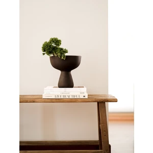 Beige & Stone Seramik Vazo Düz Tasarım 22 cm Antrasit Renkli Dekoratif Obje