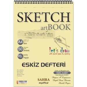 Sketchbook SAHRA A4 Spiralli 90 gr. Ivory 50 yaprak Eskiz Defteri