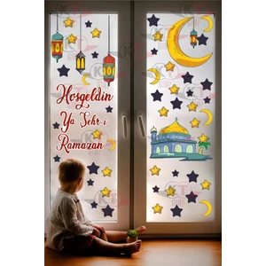 Kt Grup Mübarek Ramazan Ayı Cam Duvar Süsleri 100 cm Hoşgeldin Ramazan Sticker Seti