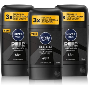 Men Erkek Stick Deodorant Deep Dark Wood 50ML, 48 Saat Koruma, X3 Adet