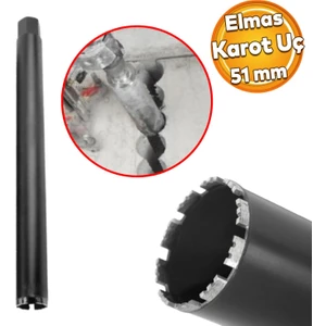 Elmas Karot Ucu 51 mm Shun Beton Zemin Duvar Delme Delik Açma Panç Aparat Uç Deprem Numune Al Test