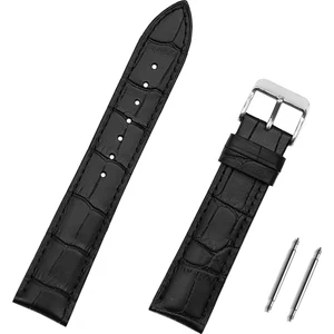 18mm Siyah Kroko Hakiki Deri Saat Kordonu Kayış
