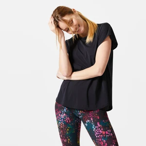 Domyos Kadın Geniş Kesim Spor Tişörtü - Fitness Kardiyo - Siyah - 500