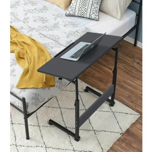 Yükseklik Ayarlı Eğimli ve Katlanabilen Laptop Sehpası - Antrasit (Tekerli) 70X40