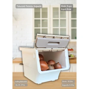 Tekerlekli Sebzelik BPA Free Soğanlık Oyuncaklık Organizer Beyaz Krem 12 Lt