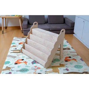 Montessori Ahşap Dalgalı Kitaplık Büyük Boy