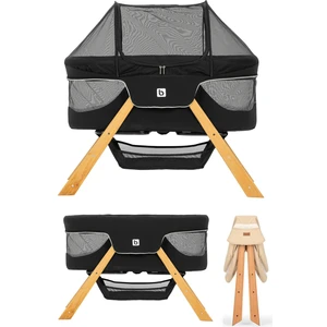 Baby Bushuo Angel Naturel Anne Yanı Park Yatak Katlanır Ahşap Beşik