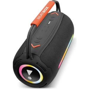 Beatbox Siyah LED Işıklı Dayanıklı Ses Bombası USB Sd Aux Fm Radyo Bluetooh Hoparlör