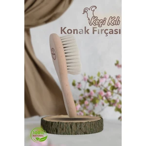 %100 Doğal Keçi Kılı Extra Yumuşak Bebek Saç Fırçası - Konak Tarağı (Mini Boy)