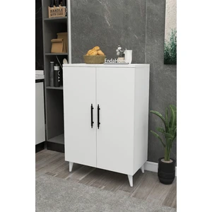 Zuesse Dizayn Pegasus 3 Raflı 2 Kapaklı Çok Amaçlı Dolap Mutfak Banyo Balkon Erzak Killer Dolabı Beyaz