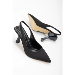 Dilimler Ayakkabı Zara Saten Arka Açık Siyah Kadın Topuklu Ayakkabı